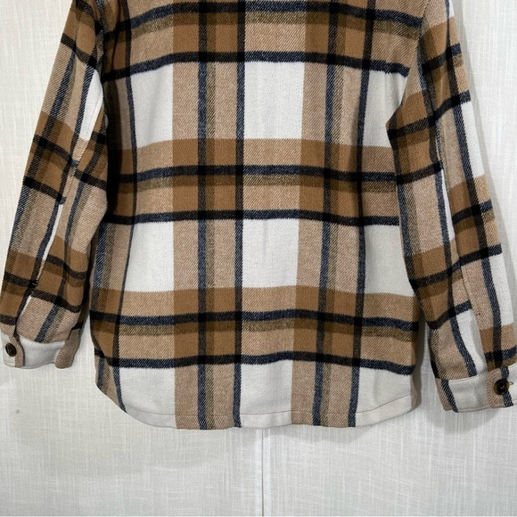 Love Tree Neutral Plaid Heavy Weight Shacket Shirt Jacket Size S - Picture 8 of 9